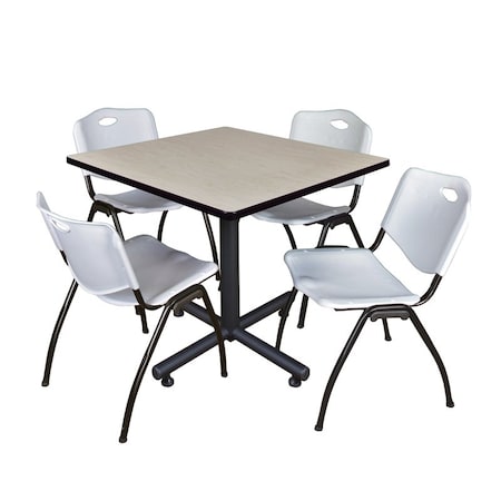 Kobe Kobe Square Table & Chair Set, Wood, Metal, Plastic Top, Maple TKB3636PL47GY